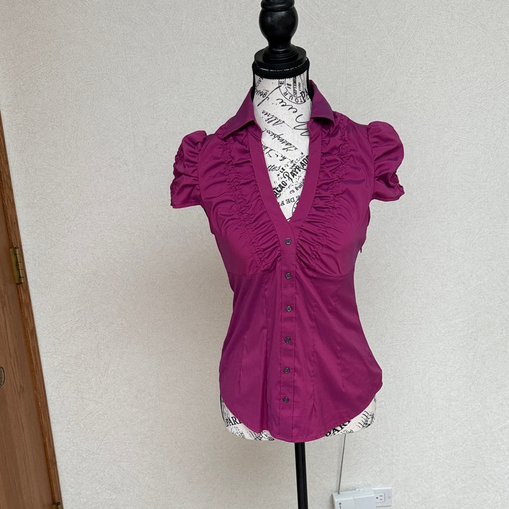 SPRING CLEANING! Express Fuchsia Ruched Blouse